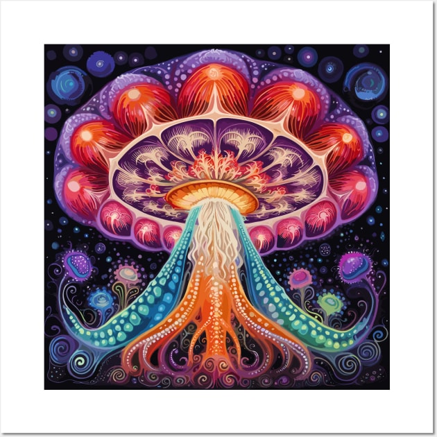 Chakra Infused Mushroom Meditation Wall Art by MushMagicWear